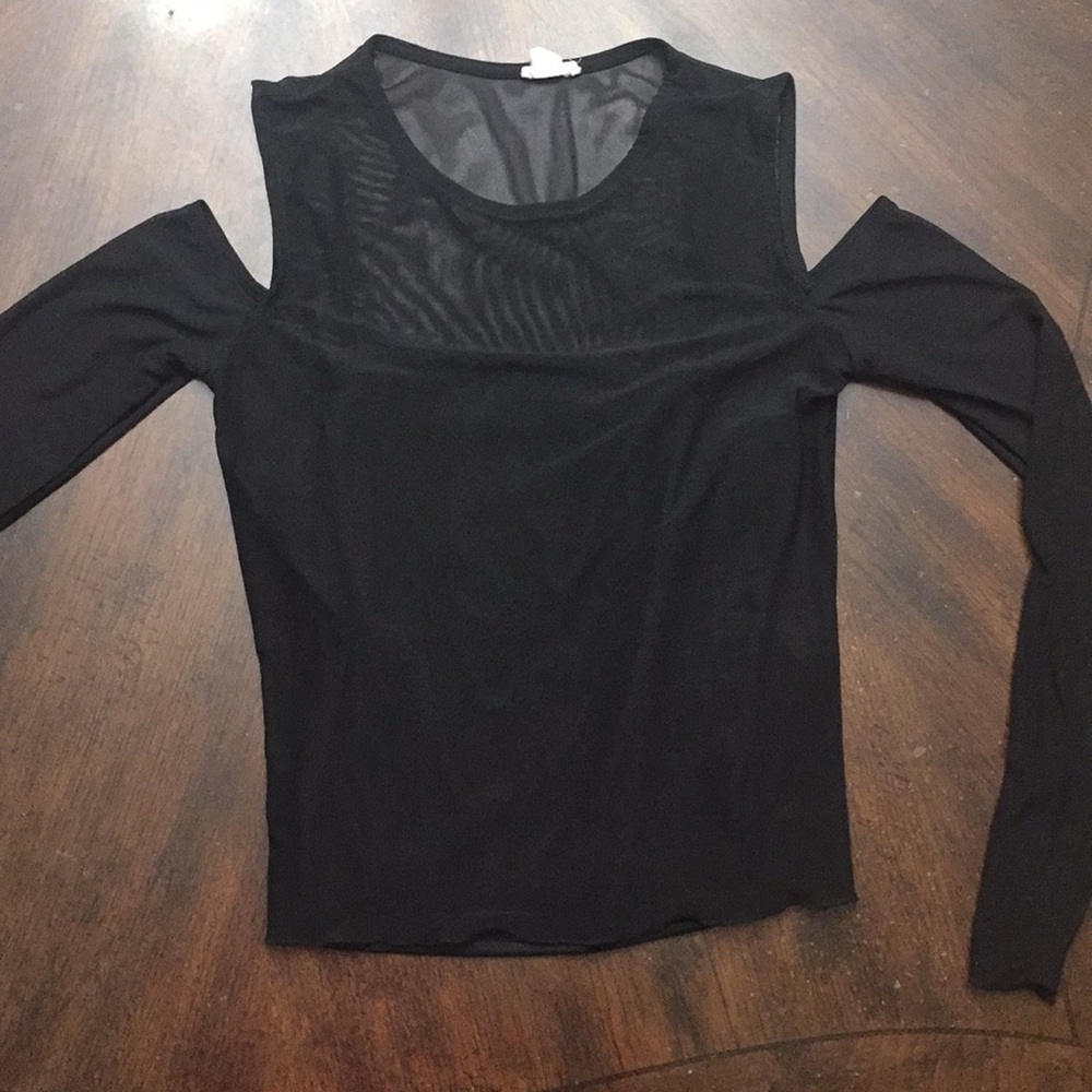 Black Mesh Top With Crop Tank On Inside